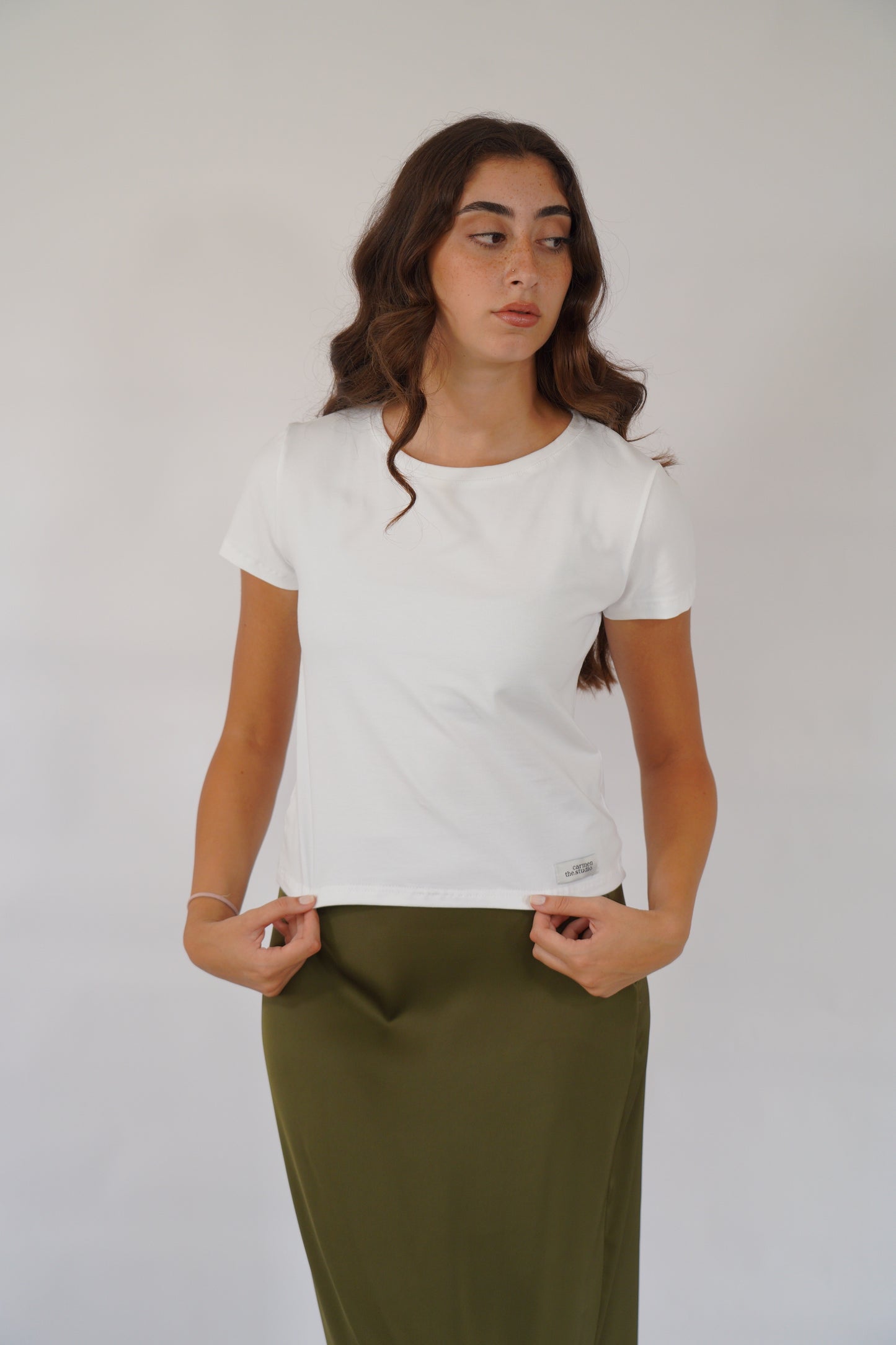 The Maxi Satin Skirt in Khaki