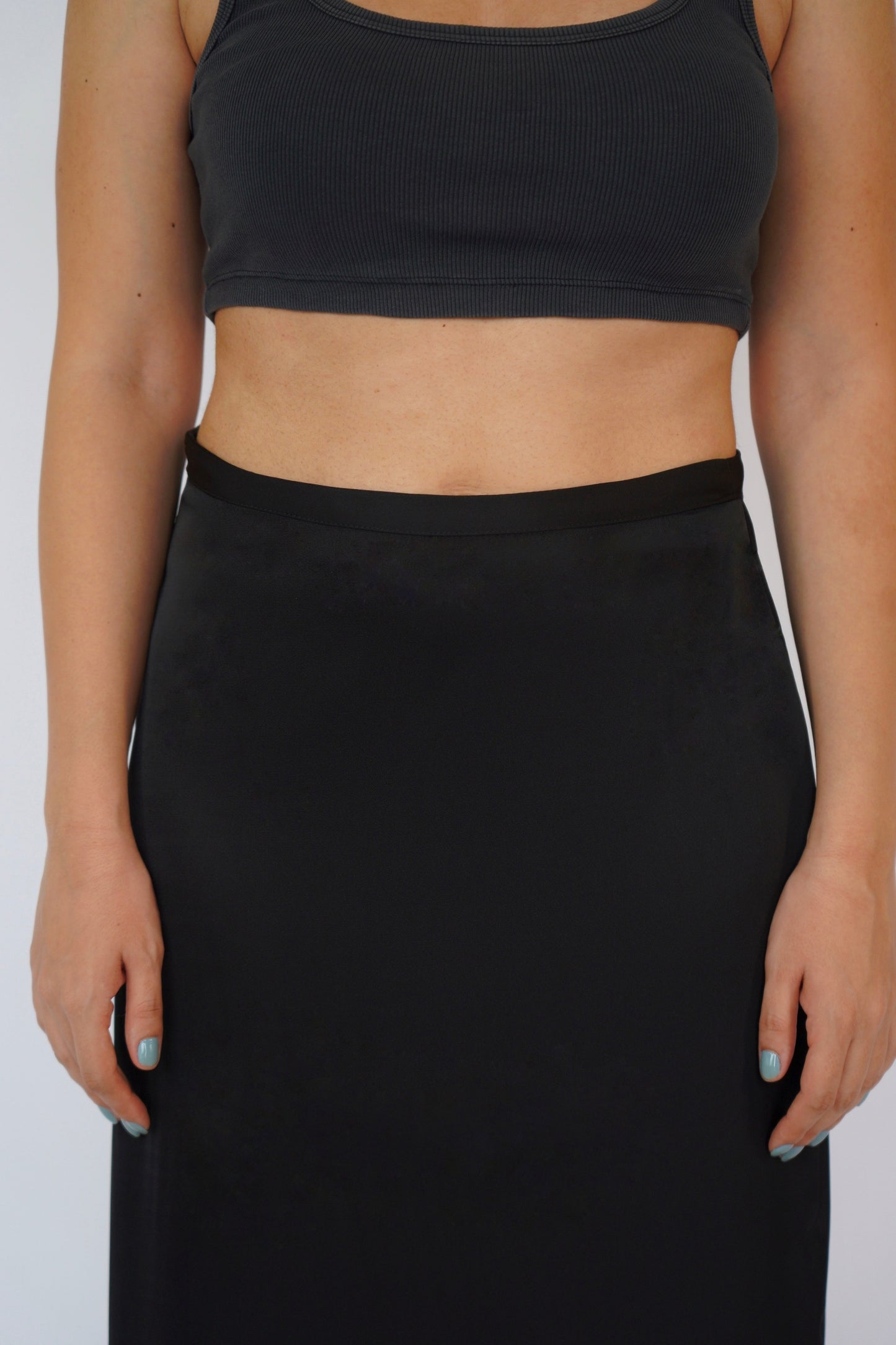 The Maxi Satin Skirt in Black