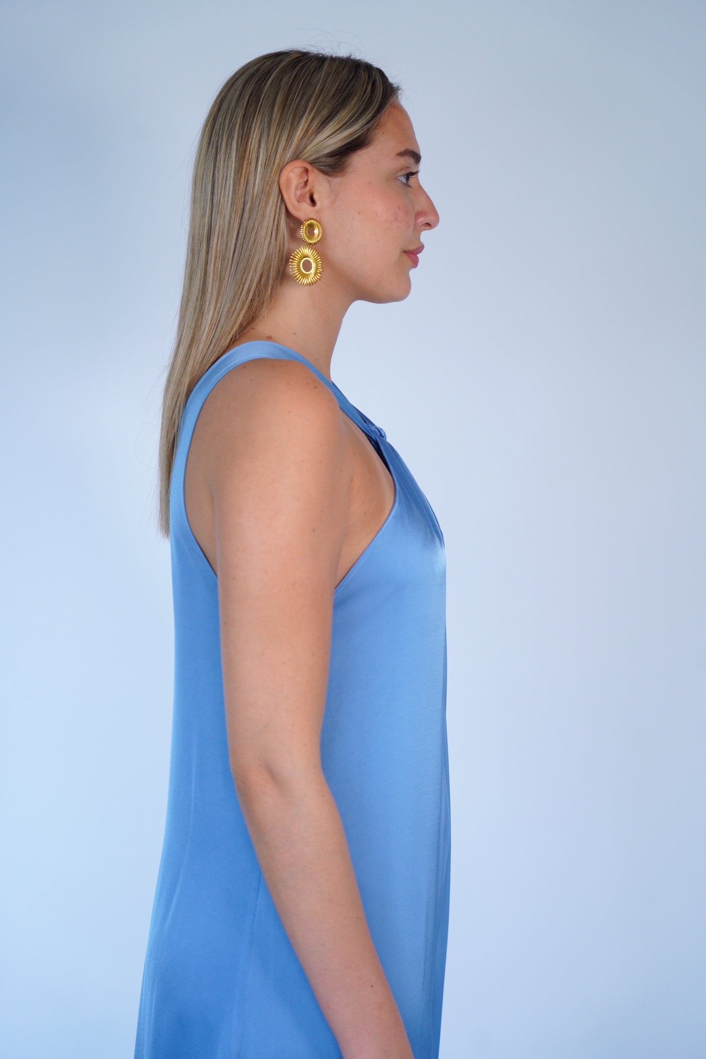 The Maxi Satin Dress in Blue
