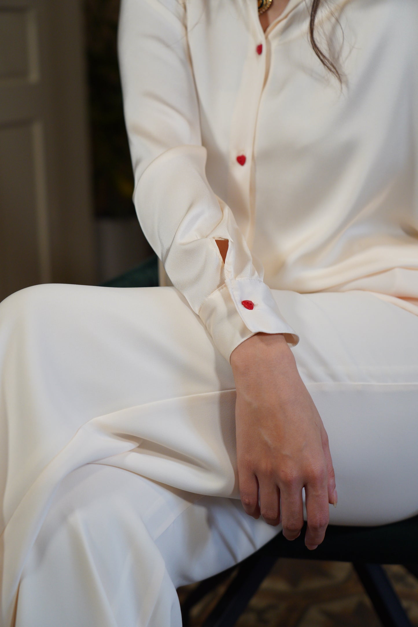 The Satin Button-up in Ivory